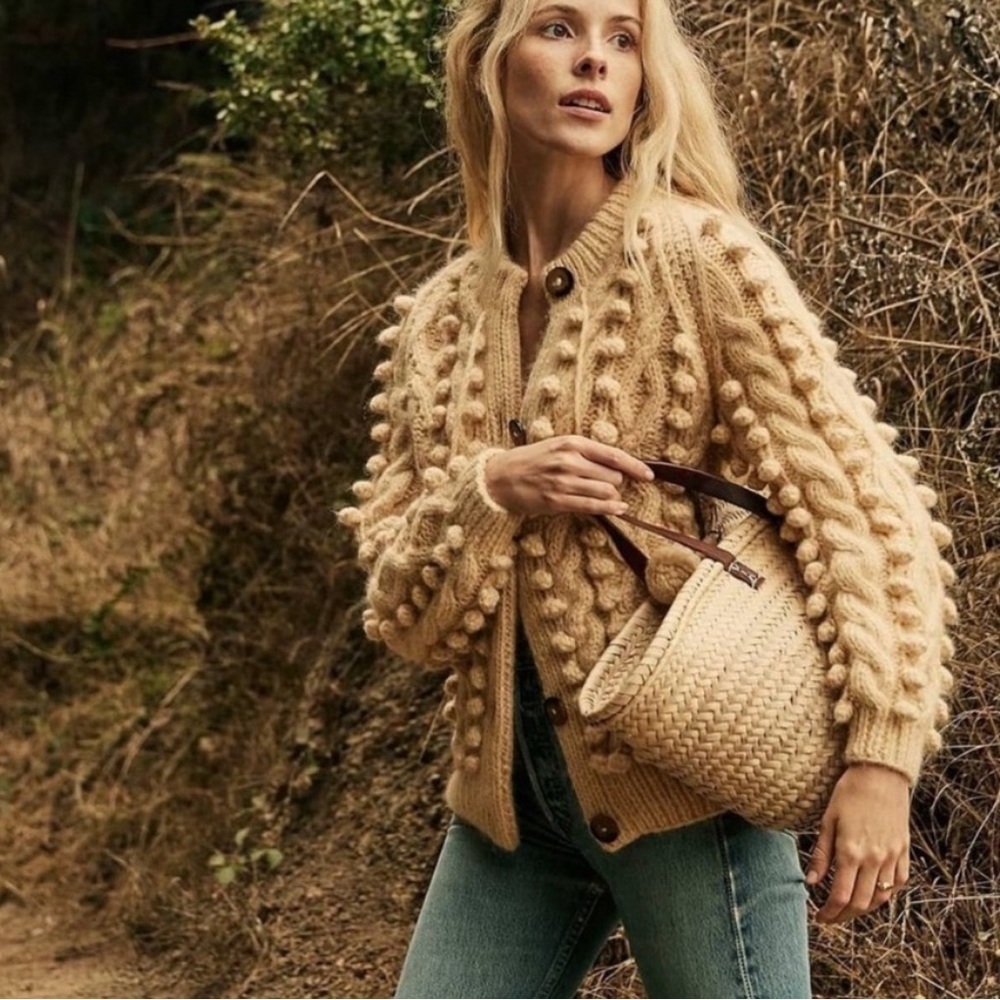 Doen Cream Cable Knit Cardigan size XS